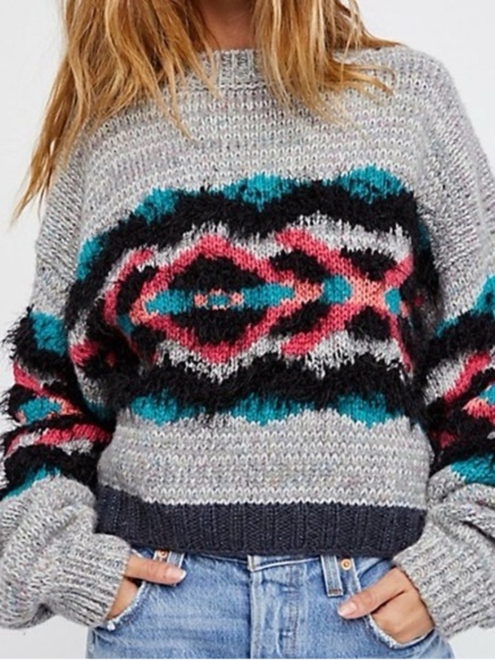 Free people Aztec fair isle sweater